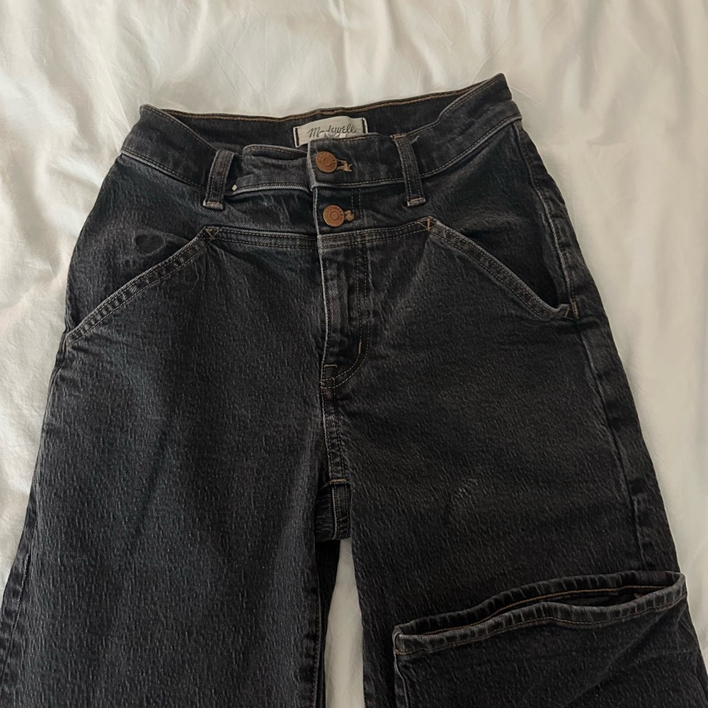 Madewell Black Wash Women's Wide Straight Leg Jeans